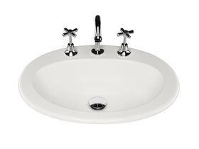 Base Vanity Basin with Front Overflow 3 Taphole 540 x 445mm White