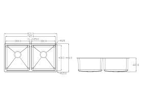 Memo Hugo Double Bowl Sink No Taphole Stainless Steel