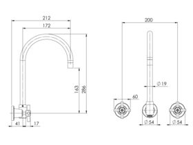 Phoenix Gen X Wall Sink Set Gooseneck 200mm Swivel Chrome (4 Star)