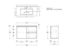 Posh Domaine 900mm Ensuite Wall Hung Vanity Unit Ceramic Top