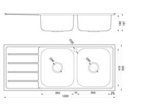 Posh Solus MK3 Double Bowl Inset Sink, 1 Taphole, Right Hand Bowl Stainless Steel