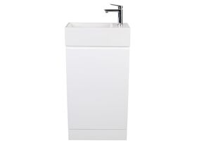 Posh Solus 485mm Powder Room Vanity Unit with Kick Right Hand Basin 1 Taphole White